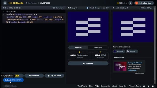 CSS Battle | Daily Targets -100% Solution | 25th October, 2023