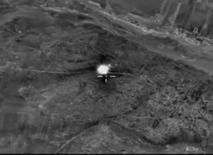 Нанесение бомбардировщиком Су-34 точечного авиаудара по КП боевиков ИГИЛ в районе н.п. АЛЕППО