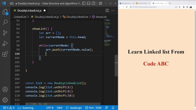 Data Structure and Algorithms Bangla #59 Show All Linked list Node in a Javascript Array