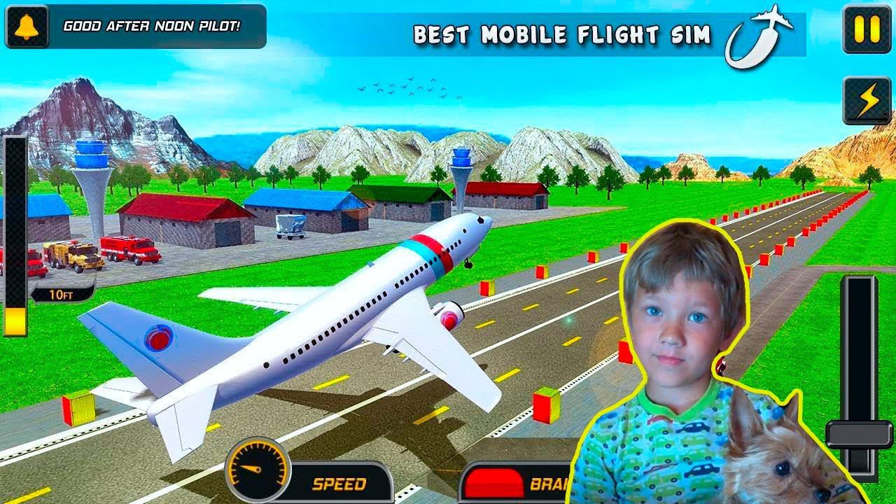 Степа играет в игру учись управлять САМОЛЕТОМ ...