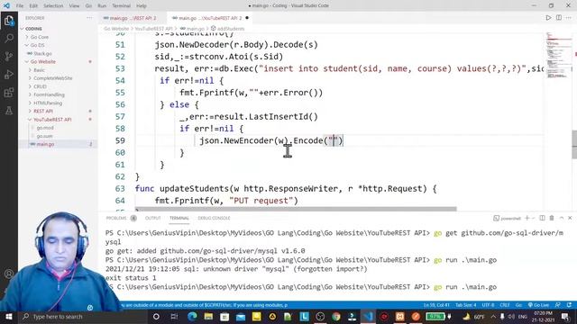 Golang REST API with Mux and MySQL - Part 2 | Golang REST POST API | Dr Vipin Classes