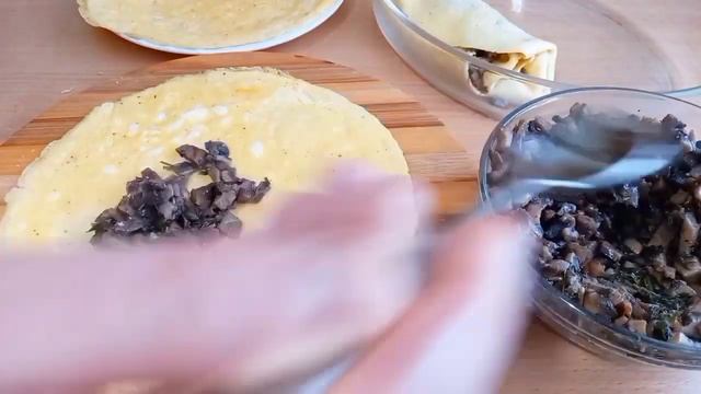 Блинчики с курицей грибами и сыром в духовке/Pancakes with mushrooms and meat in the oven! смотреть онлайн