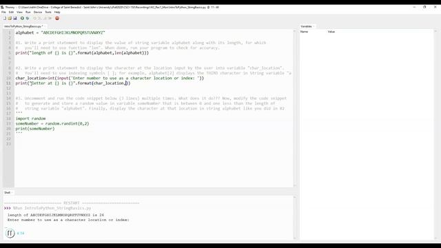 CSCI-150: (Python recording #3) Basics of Strings and Random – смотреть ...