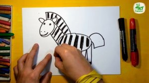 Как нарисовать Зебру, Урок рисования для детей от 3 лет