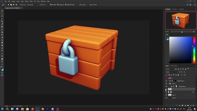 Процесс рисования с помощью 3d для 2d используя градиентные заливки. смотреть онлайн