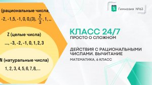 Класс 24 на 7. 6 класс. Математика. Действия с рациональными числами: вычитание