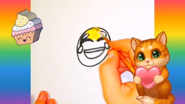 How to draw emoticons. Coloring book for children. Draw an easy smiley. смотреть онлайн