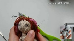 Кукла крючком.часть 5. Вышиваем лицо./How to tie a doll.Part 5. Face of amigurumi doll