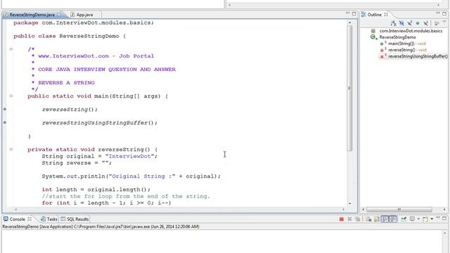 JAVA REVERSE STRING DEMO смотреть онлайн