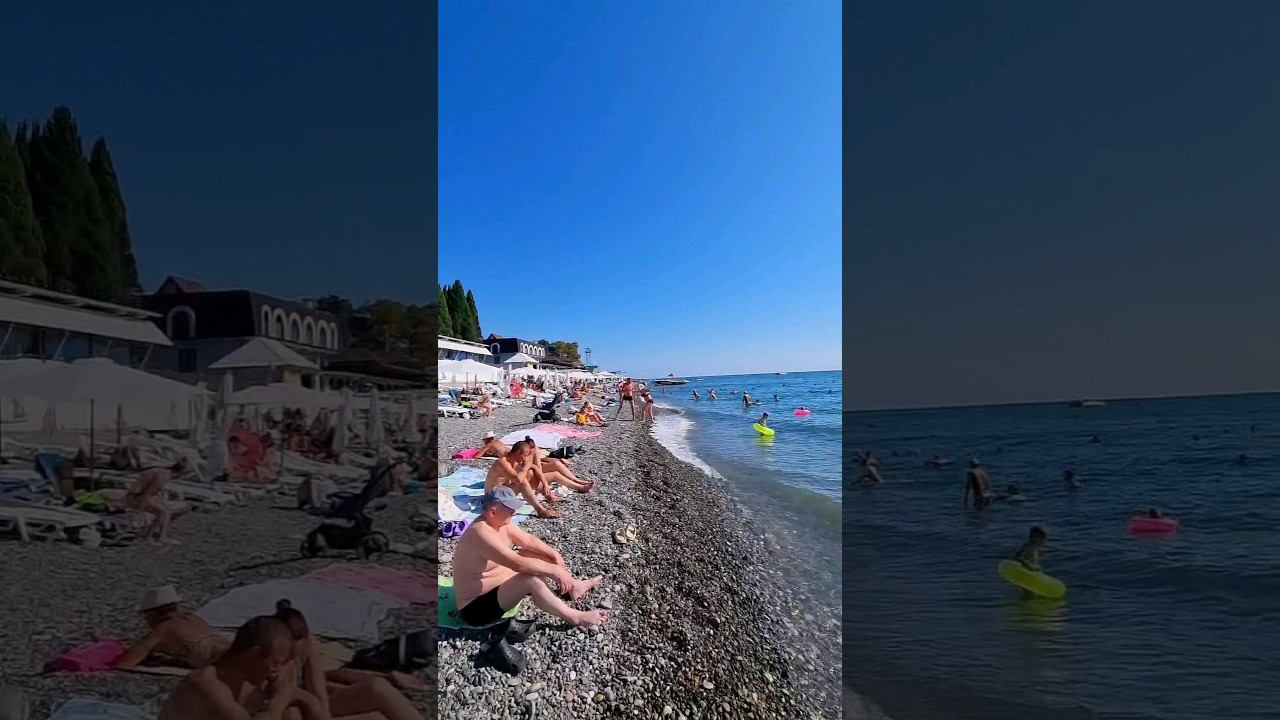 Сколько людей на пляжах в Сочи