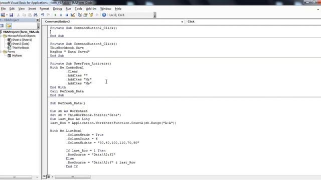 VBA - User Forms: Add, Update, Delete and Save