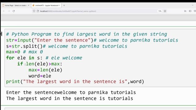 Python Program to Find Largest Word in a String | Python Course for Beginners