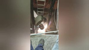 лестница в подвал гаража / stairs to basement garage