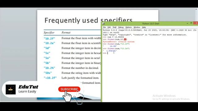 Formatting Numbers and Strings | Python Programming Language | EduTut | Learn Easily in Tamil