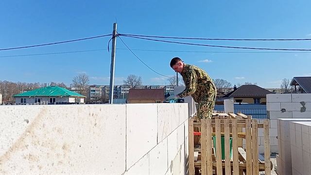 Строю дом из ПЕНОБЛОКОВ | Возвожу стены, 8 ряд