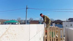 Строю дом из ПЕНОБЛОКОВ | Возвожу стены, 8 ряд