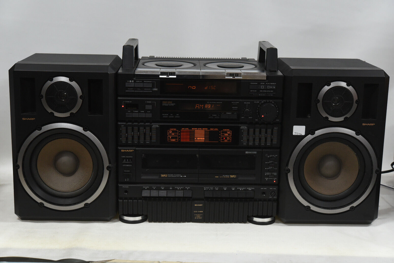 Sharp CD-X99 TWIN CD-Tape-AM-FM-AUX Radio Boombox-GhettoBlaster-произведён в Малайзии