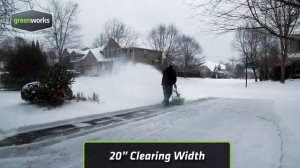 Обзор Снегоуборщик электрический GreenWorks W50 в работе.