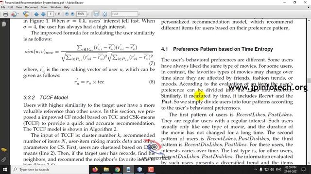 Personalized Recommendation System based on Collaborative Filtering for IoT Scenarios | Java Projec