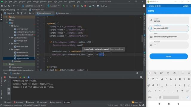Flutter Login, Signup with Sqlite DB  - 4  by Sample Code | Flutter Tutorial | Flutter 2021
