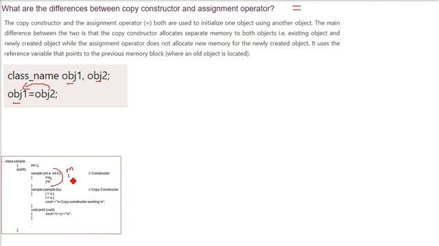Difference between Copy Constructor and Assignment Operator,Copy Constructor vs Assignment Operator