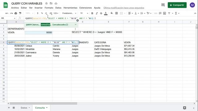 Google Sheets - Query con Variables смотреть онлайн