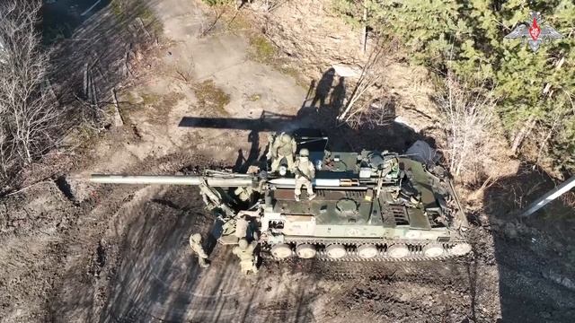 Работа самоходных миномётов "Тюльпан"