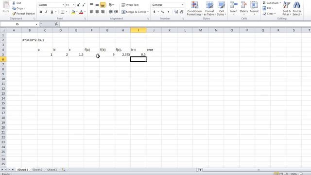 Bisection method | through Excel | Approximating Root