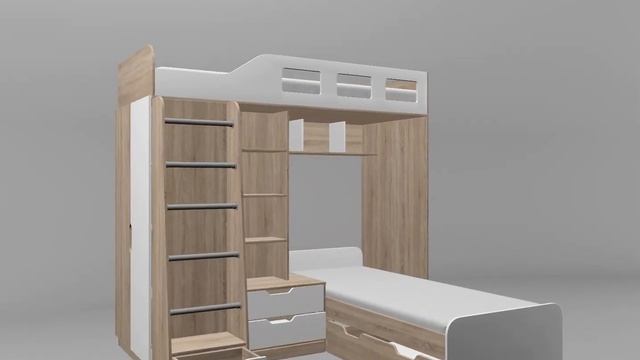 Двухъярусная кровать Астра 4 дуб сонома/белый смотреть онлайн