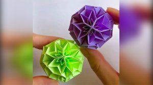 Мини-цветочный шар. Оригами из бумаги. Кусудама