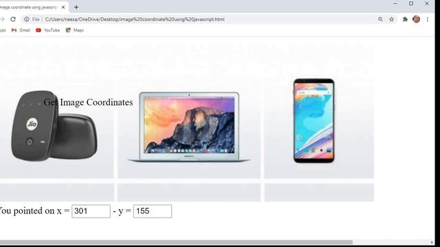 Image coordinate using JavaScript