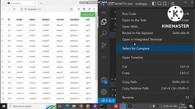 demo of creating excel file and uploading in ionic angular app.