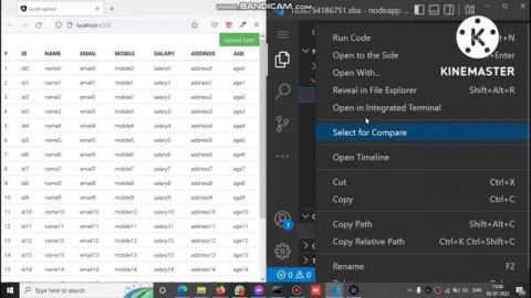 demo of creating excel file and uploading in ionic angular app.