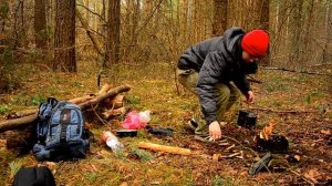 Вылазка в лес. Полевая кухня: Ленивый суп. Готовка на печке щепочнице . Бушкрафт
