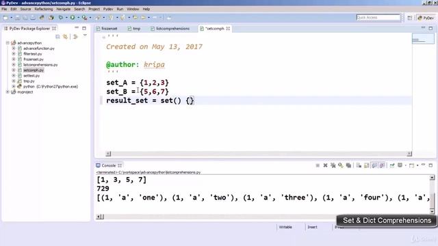 Advanced python - Python Mastery Udemy course part 5 - List, dictionary, iterators and generators