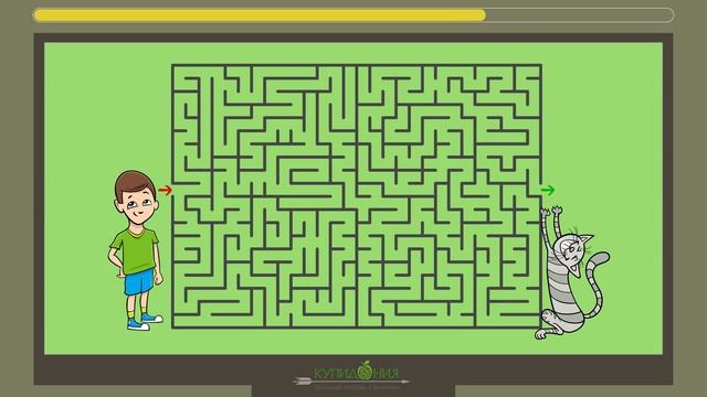 Игра головоломка: Лабиринт. Дойди до котика | Тренировка внимания онлайн смотреть онлайн