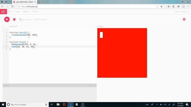 SHAPES in JavaScript w/p5.js editor *DAY 3*- 2020