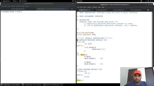 Default constructor,Copy constructor,Assignment operator