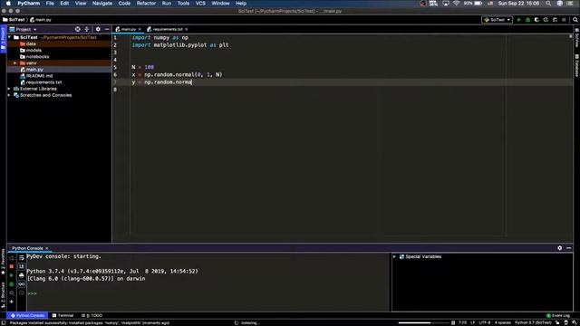 Hands-On Application Development with PyCharm | 11. Turning on Scientific Mode
