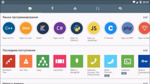 Куча курсов по языкам программировании в одной приложении. SoloLearn