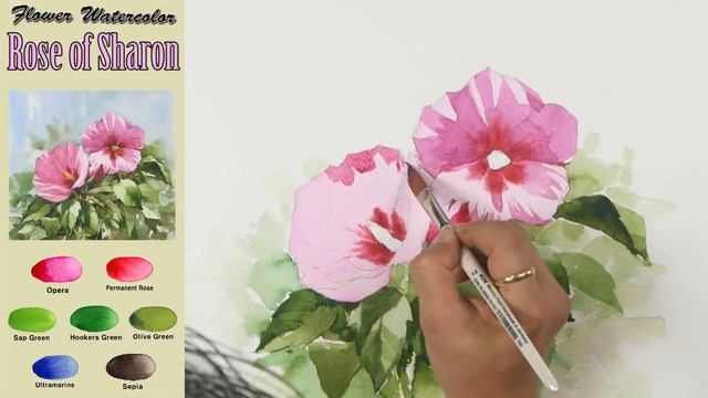 Rose of Sharon - Basic Flower Landscape Watercolor.(wet-in-wet. Fabriano rough) NAMIL ART смотреть онлайн