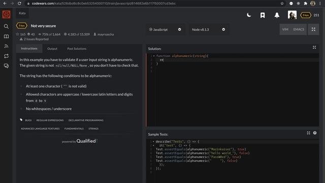 CodeWars || Not Very Secure || JavaScript || Code Challenge