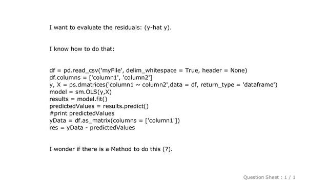Pandas : Python: How to evaluate the residuals in StatsModels? смотреть онлайн