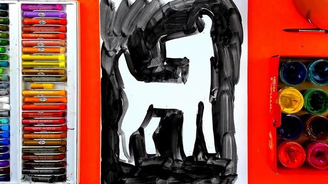 Рисуем КРАСКАМИ как нарисовать СОБАКУ гуашью смотреть онлайн