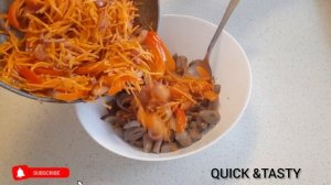 Закуска/ Салат из куриных сердечек с морковкою по-корейский
