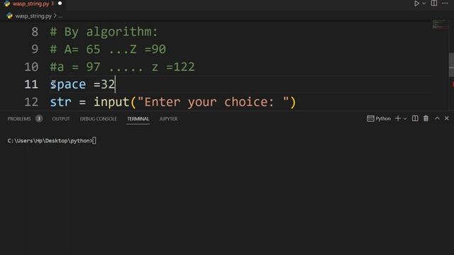 String swap ascii code in python by algorithm (Hindi)? | String swap in python (Hindi)