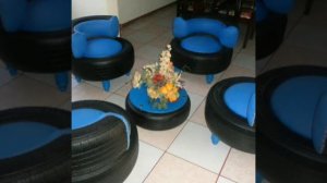 Садовая мебель из автомобильных шин.