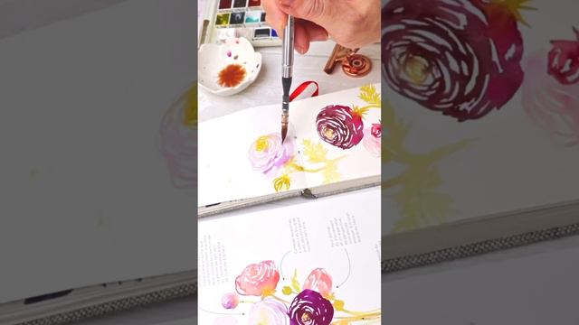 Watercolor Ranunculus / Sketchbook ideas / watercolor painting for beginners