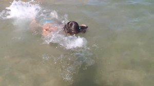 VLOG Прыгает с плеч и показывает фигуры в воде