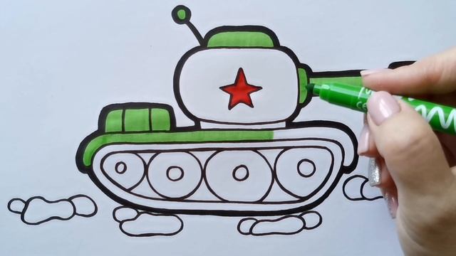 Как нарисовать ТАНК / раскраска для детей / Нарисуй Ка смотреть онлайн